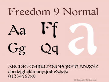 Freedom9Normal Altsys Fontographer 4.1 1/4/95 {DfLp-URBC-66E7-7FBL-FXFA} Font Sample