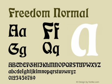 FreedomNormal Altsys Fontographer 4.1 1/4/95 {DfLp-URBC-66E7-7FBL-FXFA} Font Sample
