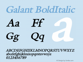 GalantBoldItalic Altsys Fontographer 4.1 1/4/95 {DfLp-URBC-66E7-7FBL-FXFA} Font Sample