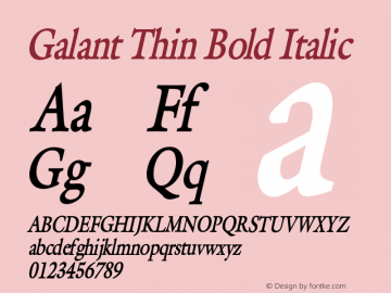Galant Thin Bold Italic Version 1.000;PS 001.001;hotconv 1.0.38 {DfLp-URBC-66E7-7FBL-FXFA}图片样张