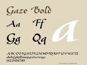 GazeBold Altsys Fontographer 4.1 1/4/95 {DfLp-URBC-66E7-7FBL-FXFA} Font Sample