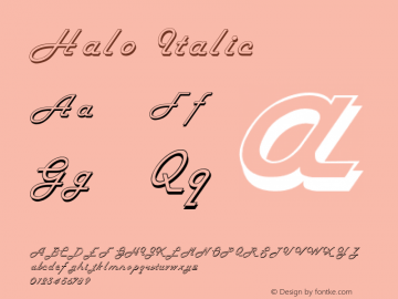HaloItalic 1.0 Tue Jul 27 02:57:50 1993 {DfLp-URBC-66E7-7FBL-FXFA} Font Sample