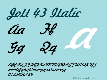 Jott 43 Italic Version 1.000;PS 001.001;hotconv 1.0.38 {DfLp-URBC-66E7-7FBL-FXFA}图片样张