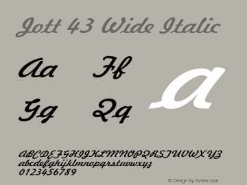 Jott43WideItalic Altsys Fontographer 4.1 1/7/95 {DfLp-URBC-66E7-7FBL-FXFA} Font Sample