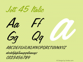 Jott45Italic 1.0 Wed Jul 28 17:32:17 1993 {DfLp-URBC-66E7-7FBL-FXFA} Font Sample