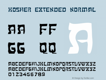 KosherExtendedNormal Altsys Fontographer 4.1 1/7/95 {DfLp-URBC-66E7-7FBL-FXFA} Font Sample