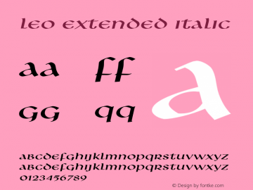 LeoExtendedItalic Altsys Fontographer 4.1 1/8/95 {DfLp-URBC-66E7-7FBL-FXFA} Font Sample