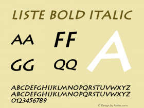 ListeBoldItalic 1.0 Tue Jul 27 10:42:43 1993 {DfLp-URBC-66E7-7FBL-FXFA} Font Sample