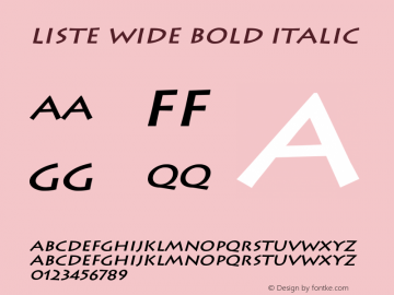 ListeWideBoldItalic Altsys Fontographer 4.1 1/8/95 {DfLp-URBC-66E7-7FBL-FXFA}图片样张