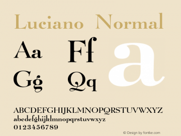 LucianoNormal Altsys Fontographer 4.1 1/8/95 {DfLp-URBC-66E7-7FBL-FXFA} Font Sample
