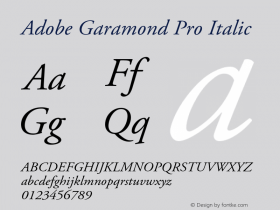 Adobe Garamond Pro Italic OTF 1.007;PS 001.000;Core 1.0.30;makeotf.lib1.4.1030图片样张