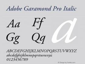 Adobe Garamond Pro Italic OTF 1.007;PS 001.000;Core 1.0.30;makeotf.lib1.4.1030 Font Sample