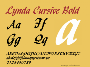 LyndaCursiveBold Altsys Fontographer 4.1 1/8/95 {DfLp-URBC-66E7-7FBL-FXFA} Font Sample