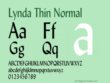 LyndaThinNormal 1.0 Wed Jul 28 13:03:56 1993 {DfLp-URBC-66E7-7FBL-FXFA} Font Sample