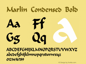 MarlinCondensedBold Altsys Fontographer 4.1 1/8/95 {DfLp-URBC-66E7-7FBL-FXFA} Font Sample