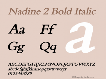 Nadine2BoldItalic Altsys Fontographer 4.1 1/9/95 {DfLp-URBC-66E7-7FBL-FXFA} Font Sample