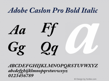 Adobe Caslon Pro Bold Italic OTF 1.009;PS 001.000;Core 1.0.27;makeotf.lib1.3.1 Font Sample