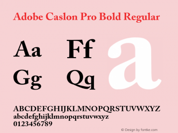 Adobe Caslon Pro Bold Regular Version 2.015;PS 002.000;hotconv 1.0.51;makeotf.lib2.0.18671 Font Sample