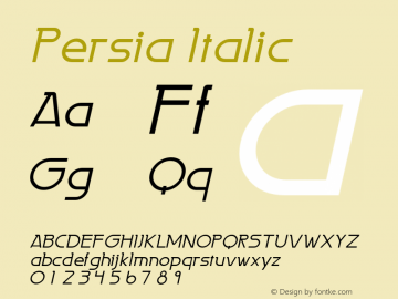 PersiaItalic Altsys Fontographer 4.1 2/2/95 {DfLp-URBC-66E7-7FBL-FXFA} Font Sample