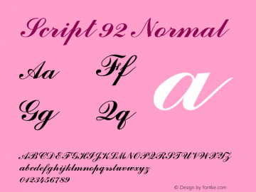 Script92Normal 1.0 Tue Oct 30 09:47:20 2001 {DfLp-URBC-66E7-7FBL-FXFA} Font Sample