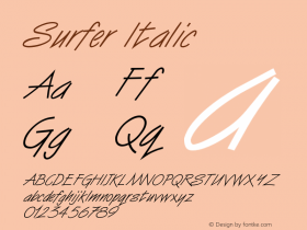 SurferItalic Altsys Fontographer 4.1 1/10/95 {DfLp-URBC-66E7-7FBL-FXFA} Font Sample