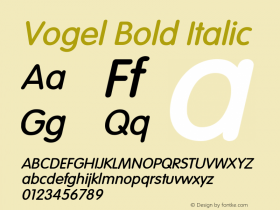 VogelBoldItalic Altsys Fontographer 4.1 1/10/95 {DfLp-URBC-66E7-7FBL-FXFA} Font Sample