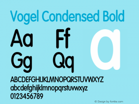 VogelCondensedBold Altsys Fontographer 4.1 1/10/95 {DfLp-URBC-66E7-7FBL-FXFA} Font Sample