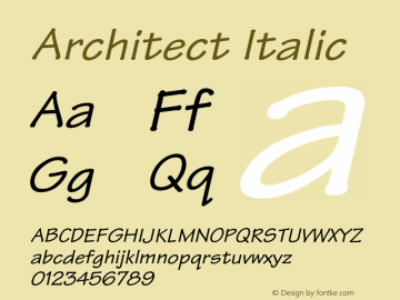 ArchitectItalic Font Version 2.6; Converter Version 1.10 {DfLp-URBC-66E7-7FBL-FXFA}图片样张