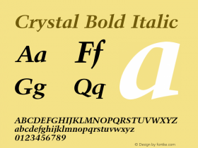 Crystal Bold Italic Version 0.001;PS 001.001;hotconv 1.0.38 {DfLp-URBC-66E7-7FBL-FXFA}图片样张
