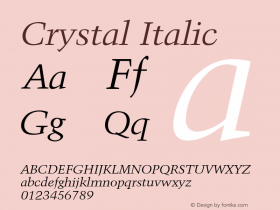 Crystal Italic Version 0.001;PS 001.001;hotconv 1.0.38 {DfLp-URBC-66E7-7FBL-FXFA}图片样张