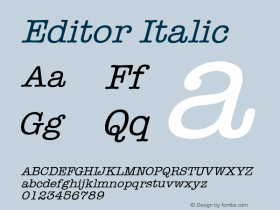 Editor Oblique Version 0.001;PS 001.001;hotconv 1.0.38 {DfLp-URBC-66E7-7FBL-FXFA} Font Sample