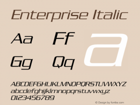 Enterprise Italic Version 0.001;PS 001.001;hotconv 1.0.38 {DfLp-URBC-66E7-7FBL-FXFA} Font Sample