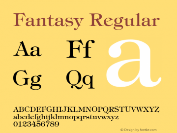Fantasy Regular Version 1.000;PS 001.001;hotconv 1.0.38 {DfLp-URBC-66E7-7FBL-FXFA} Font Sample