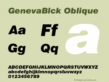 GenevaBlckOblique Font Version 2.6; Converter Version 1.10 {DfLp-URBC-66E7-7FBL-FXFA} Font Sample