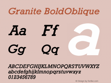 GraniteBoldOblique Font Version 2.6; Converter Version 1.10 {DfLp-URBC-66E7-7FBL-FXFA} Font Sample