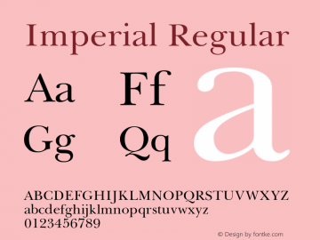 Imperial Normal Version 1.000;PS 001.001;hotconv 1.0.38 {DfLp-URBC-66E7-7FBL-FXFA} Font Sample