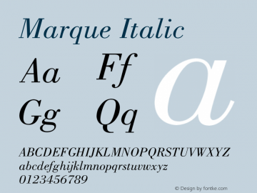Marque Italic Version 0.001;PS 001.001;hotconv 1.0.38 {DfLp-URBC-66E7-7FBL-FXFA}图片样张