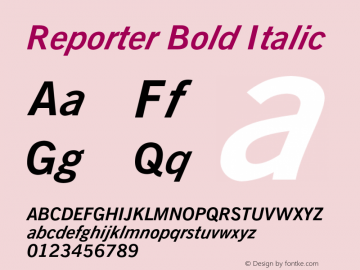 Reporter Bold Oblique Version 0.001;PS 001.001;hotconv 1.0.38 {DfLp-URBC-66E7-7FBL-FXFA} Font Sample