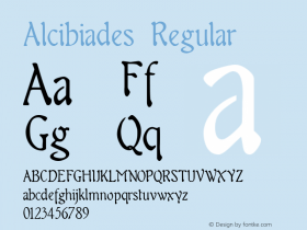 Alcibiades Regular Altsys Fontographer 4.0.3 8/16/98 Font Sample