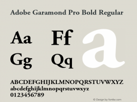 Adobe Garamond Pro Bold Regular Version 2.040;PS 2.000;hotconv 1.0.51;makeotf.lib2.0.18671 Font Sample