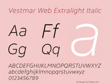 Vestmar Web Extralight Italic Version 1.000图片样张