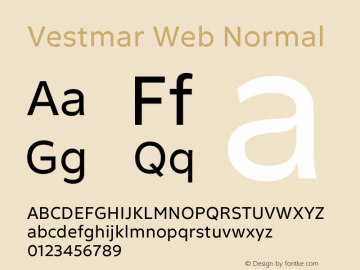 Vestmar Web Normal Version 1.000 Font Sample