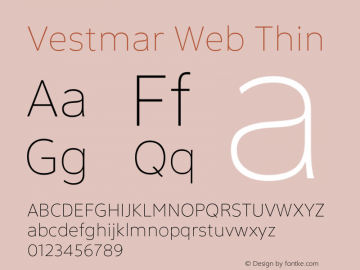 Vestmar Web Thin Version 1.000 Font Sample