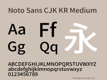 Noto Sans CJK KR Medium  Font Sample