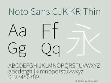 Noto Sans CJK KR Thin  Font Sample