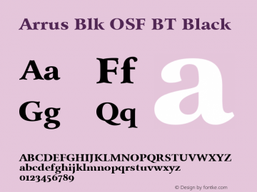 Arrus Blk OSF BT Black mfgpctt-v4.5 Dec 28 2000 Font Sample