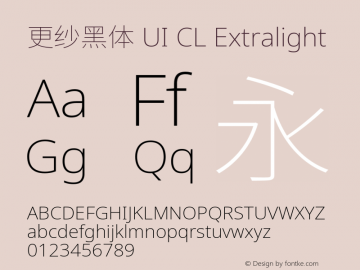 更纱黑体 UI CL Extralight  Font Sample