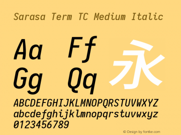 Sarasa Term TC Medium Italic  Font Sample