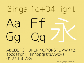 Ginga 1c+04 light  Font Sample