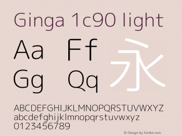 Ginga 1c90 light  Font Sample